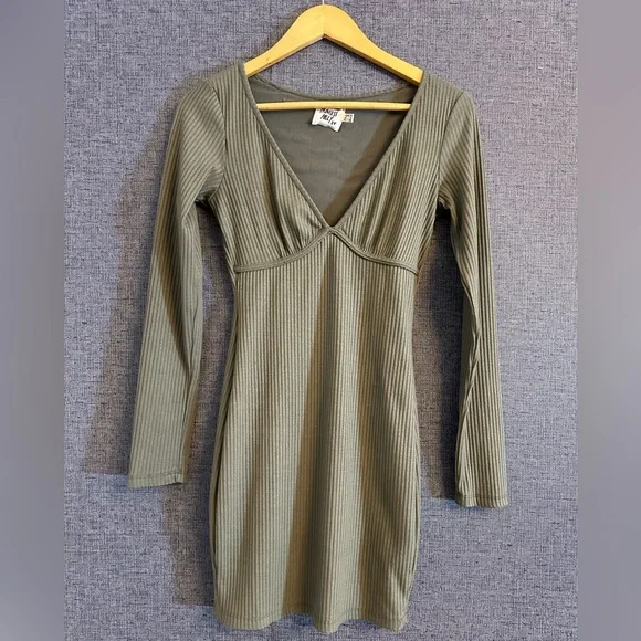 Princess Polly Sage Long Sleeve Dress - Picture 1 of 7